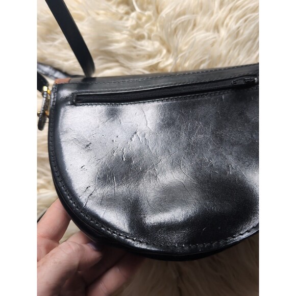 Gianni Firenze Small Mini Two-toned Black Crossbody Italian Leather Handbag Long - Picture 10 of 16